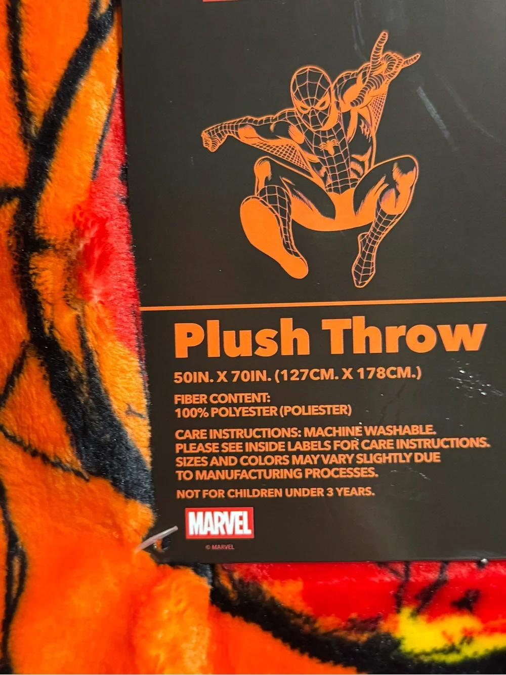 Marvel Spider-Man Orange Halloween Blanket